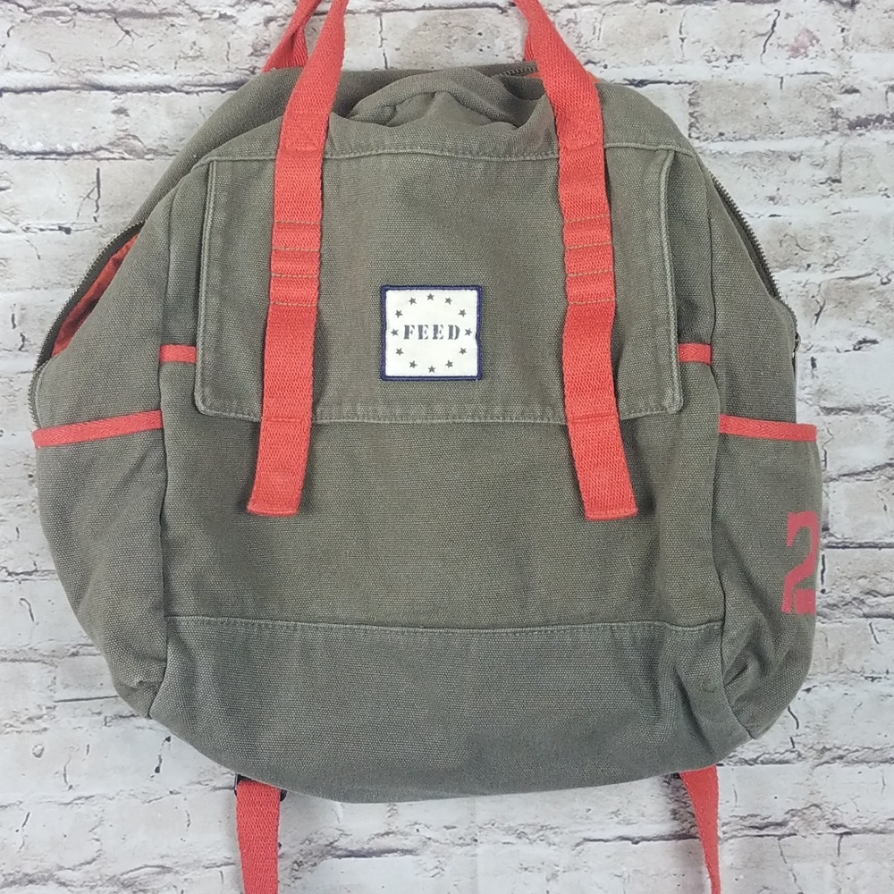 Target feed canvas backpack olive green tote